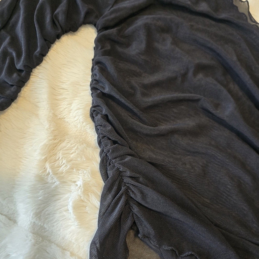 Shein Elegant Black Sheer Women's Top L - Picture 2 of 4